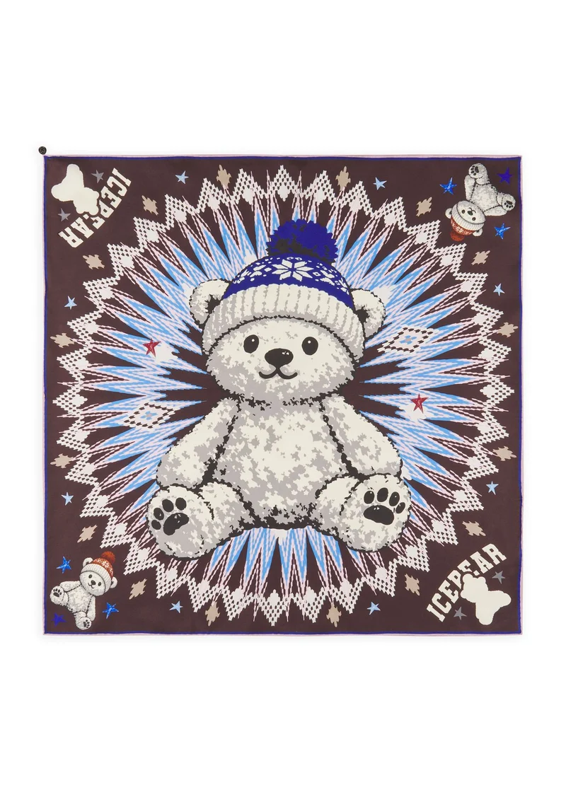 Luxuriöses Nicki Tuch aus reiner Seide mit Teddy-Motiv
