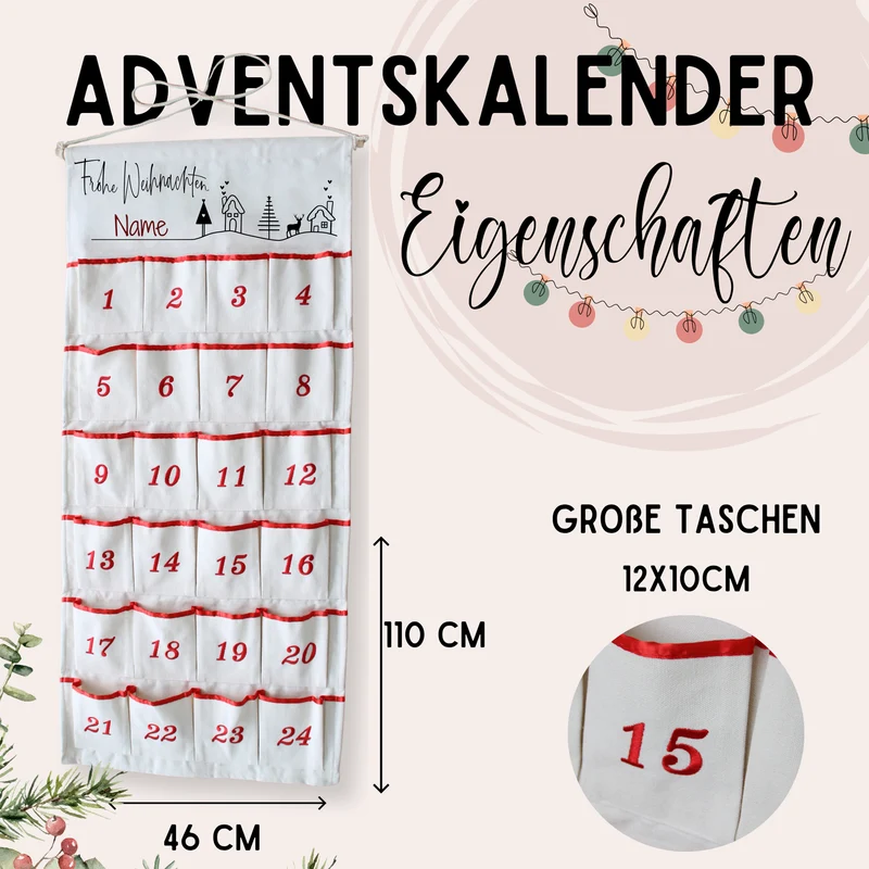Adventskalender mit personalisierbarem Namen - Vorfreude auf Weihnachten