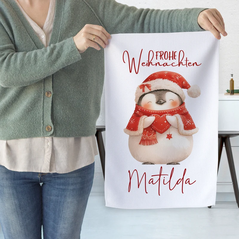 Personalisiertes Geschirrtuch Frohe Weihnachten - Liebevolle Grüße von Matilda