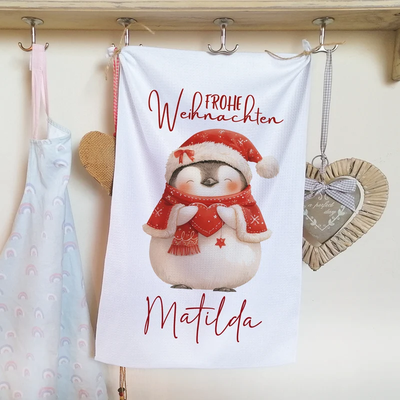 Personalisiertes Geschirrtuch Frohe Weihnachten - Liebevolle Grüße von Matilda