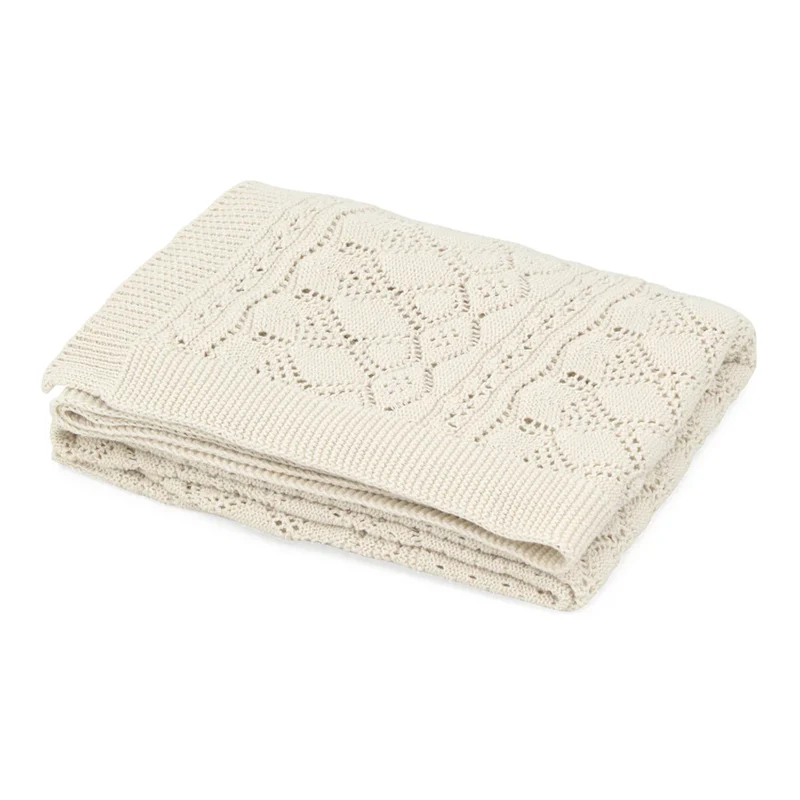 CAMCAM Copenhagen Pointelle Baby Strickdecke GOTS Off White