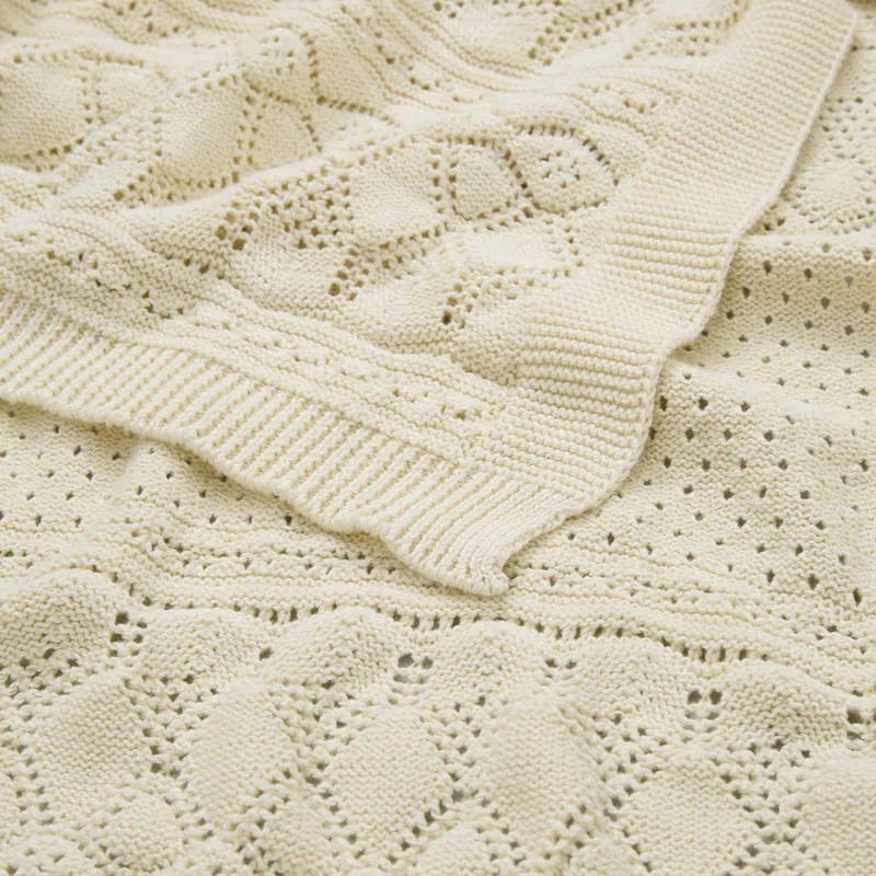 CAMCAM Copenhagen Pointelle Baby Strickdecke GOTS Off White