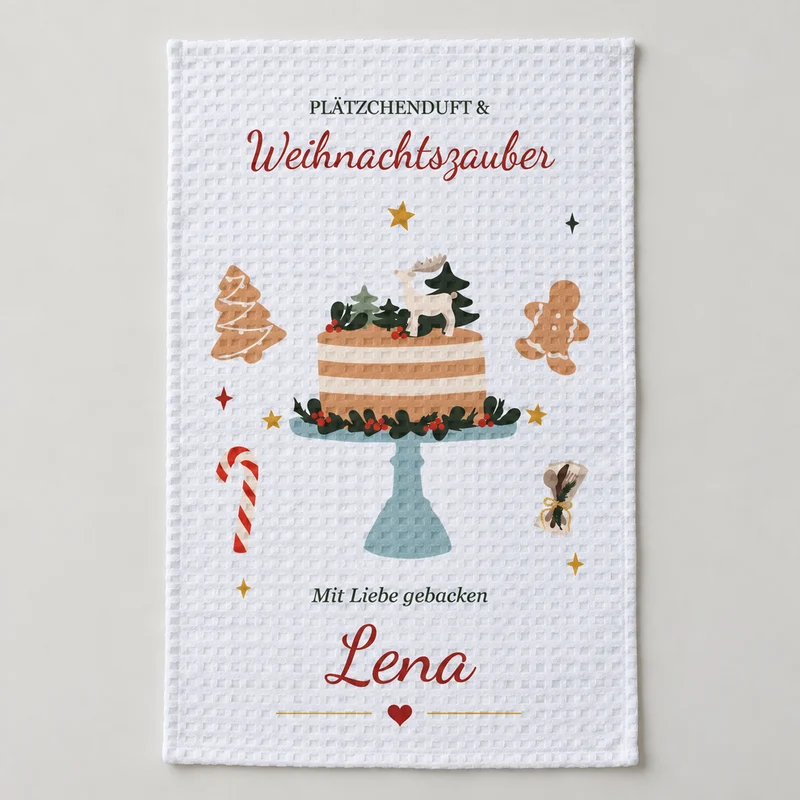 Geschirrtuch Weihnachtsbäckerei mit Namen – Weihnachten