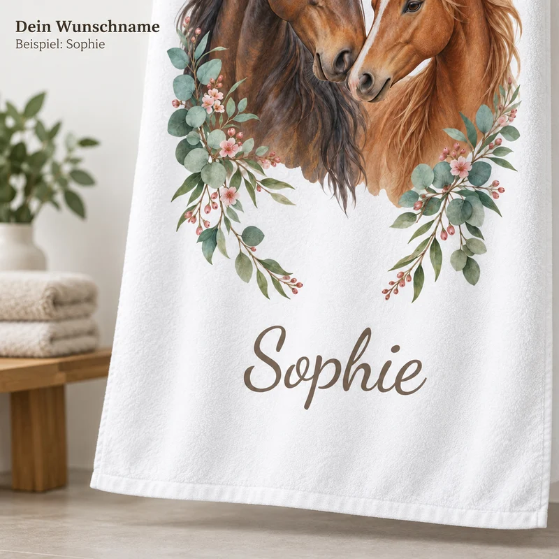 Handtuch mit Namen – Pferdefreundschaft