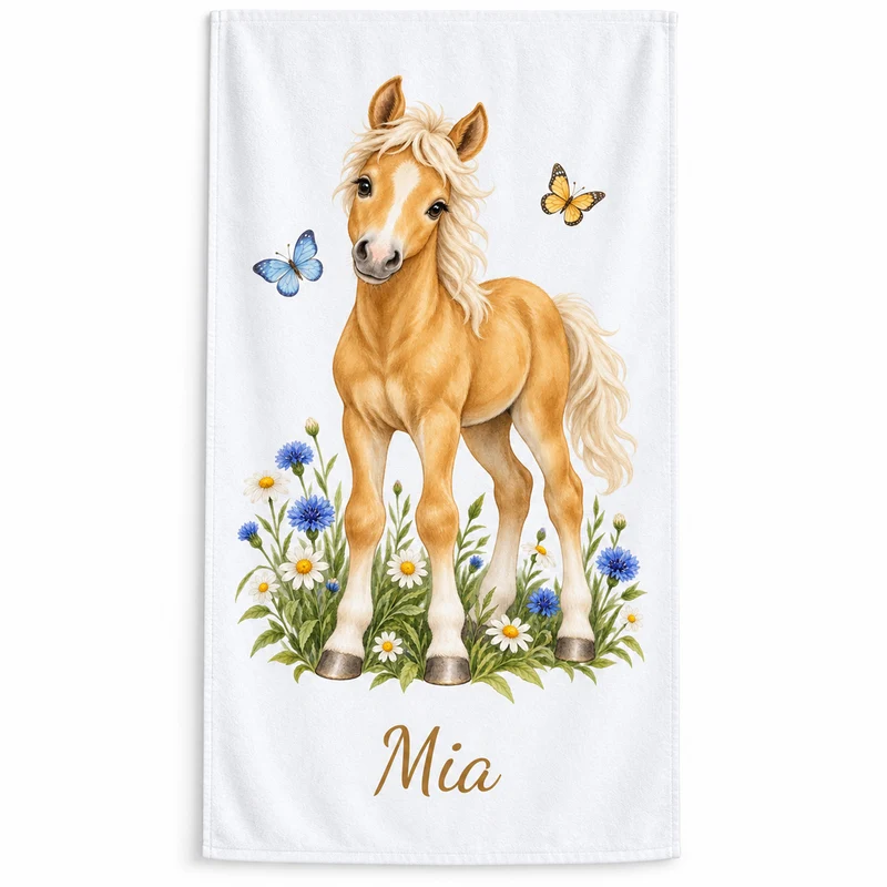 Handtuch mit Namen – Kleines Wiesenpony