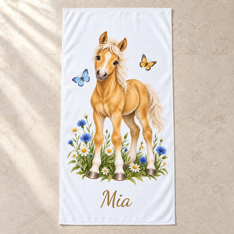 Handtuch mit Namen – Kleines Wiesenpony