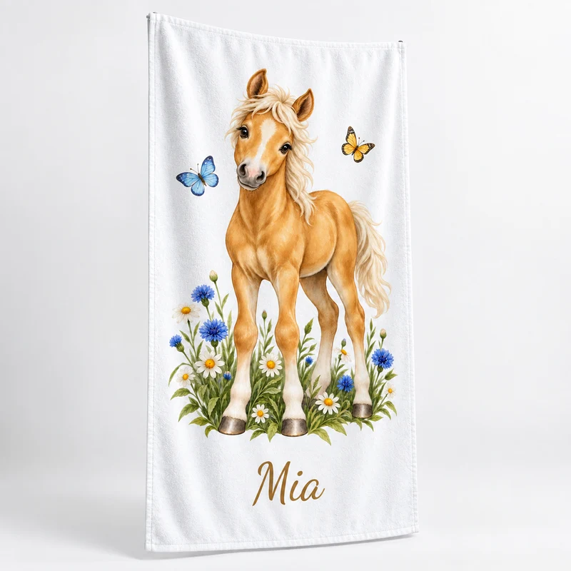 Handtuch mit Namen – Kleines Wiesenpony