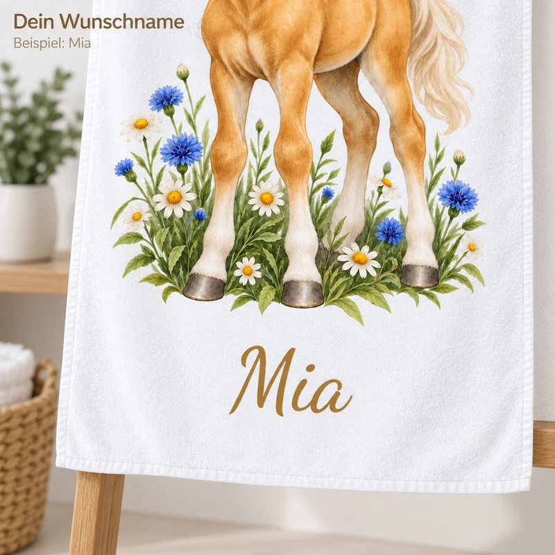 Handtuch mit Namen – Kleines Wiesenpony