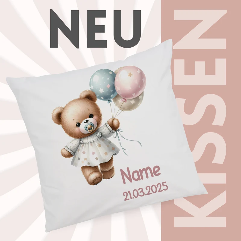 Kissen Bärchen mit Ballons - Für süße Träume
