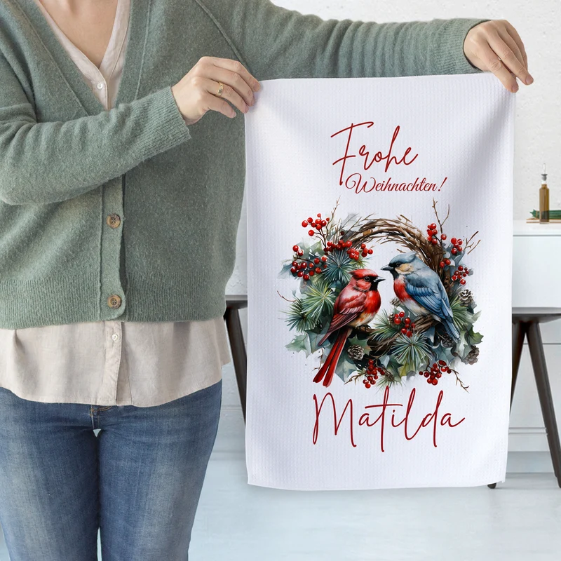 Personalisiertes Geschirrtuch Weihnachten - Ein Fest der Farben