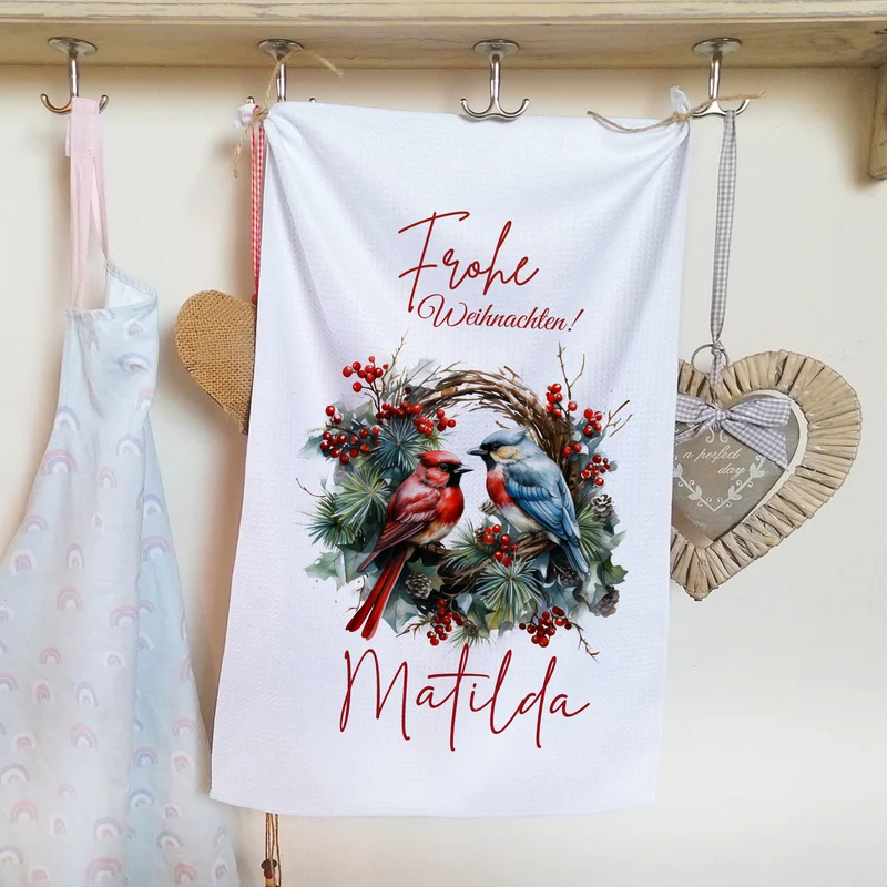 Personalisiertes Geschirrtuch Weihnachten - Ein Fest der Farben