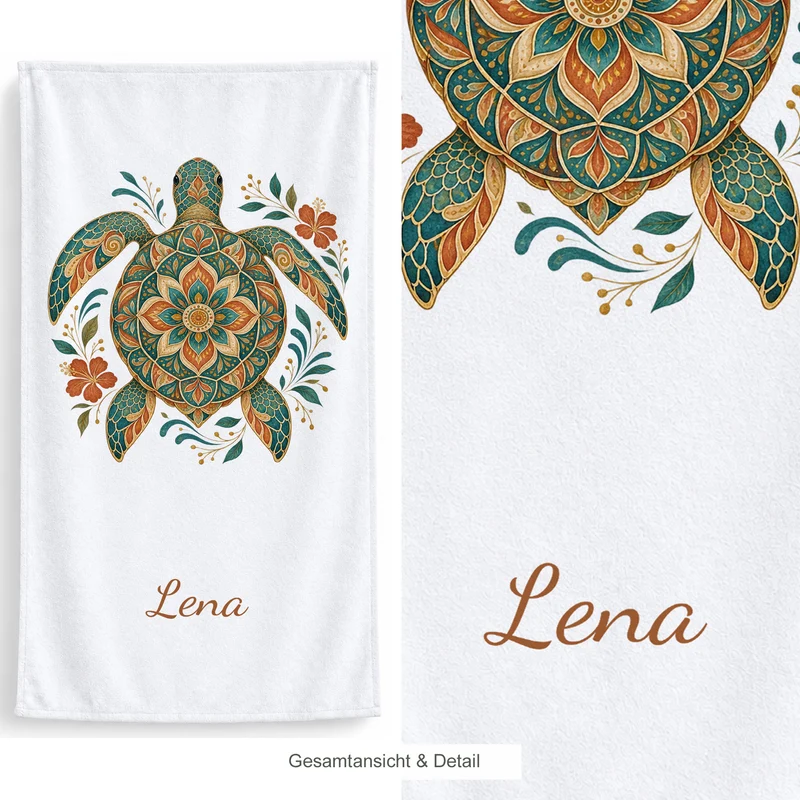 Handtuch Schildkröte Boho-Schildkröte mit Namen
