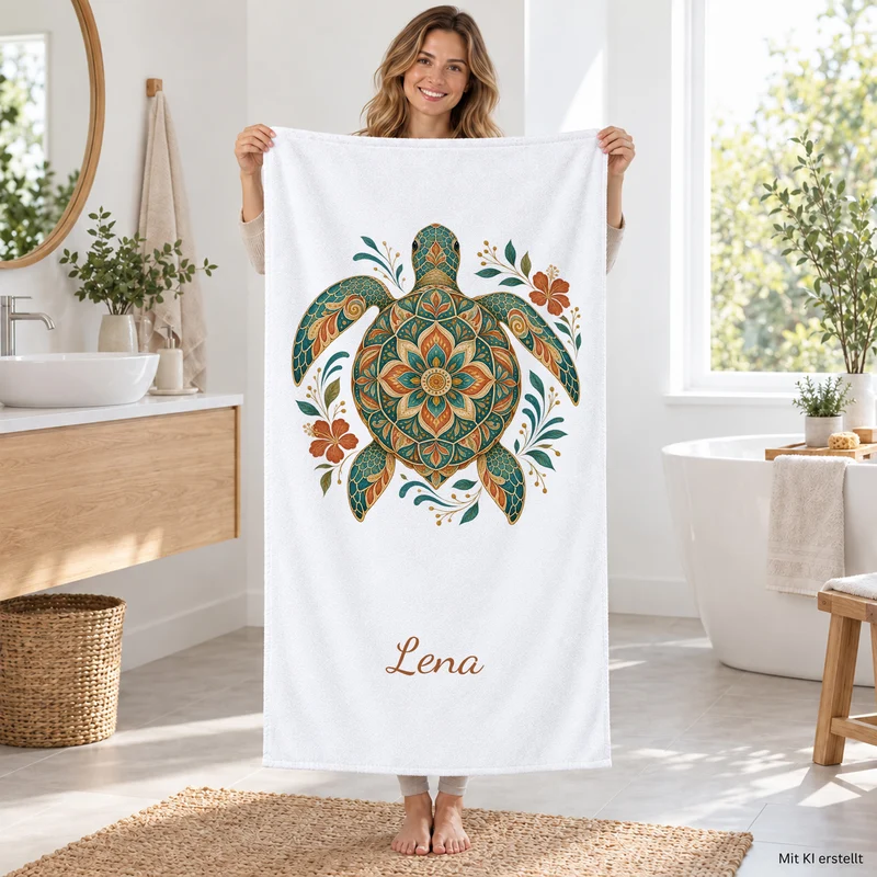 Handtuch Schildkröte Boho-Schildkröte mit Namen