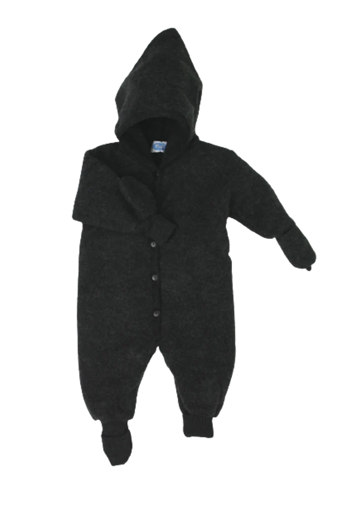 Baby Fleece‑Overall 100% Merinoschurwolle Reiff – mit Klappbündchen & Handschuhen
