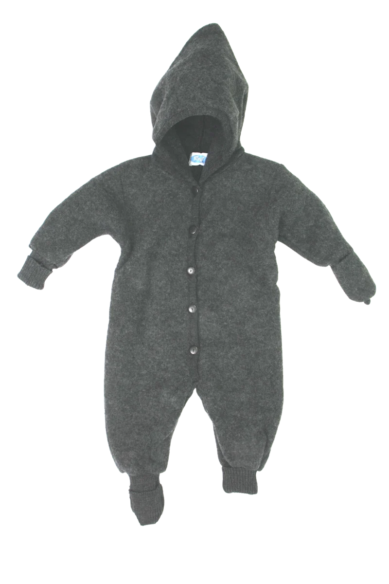 Baby Fleece‑Overall 100% Merinoschurwolle Reiff – mit Klappbündchen & Handschuhen
