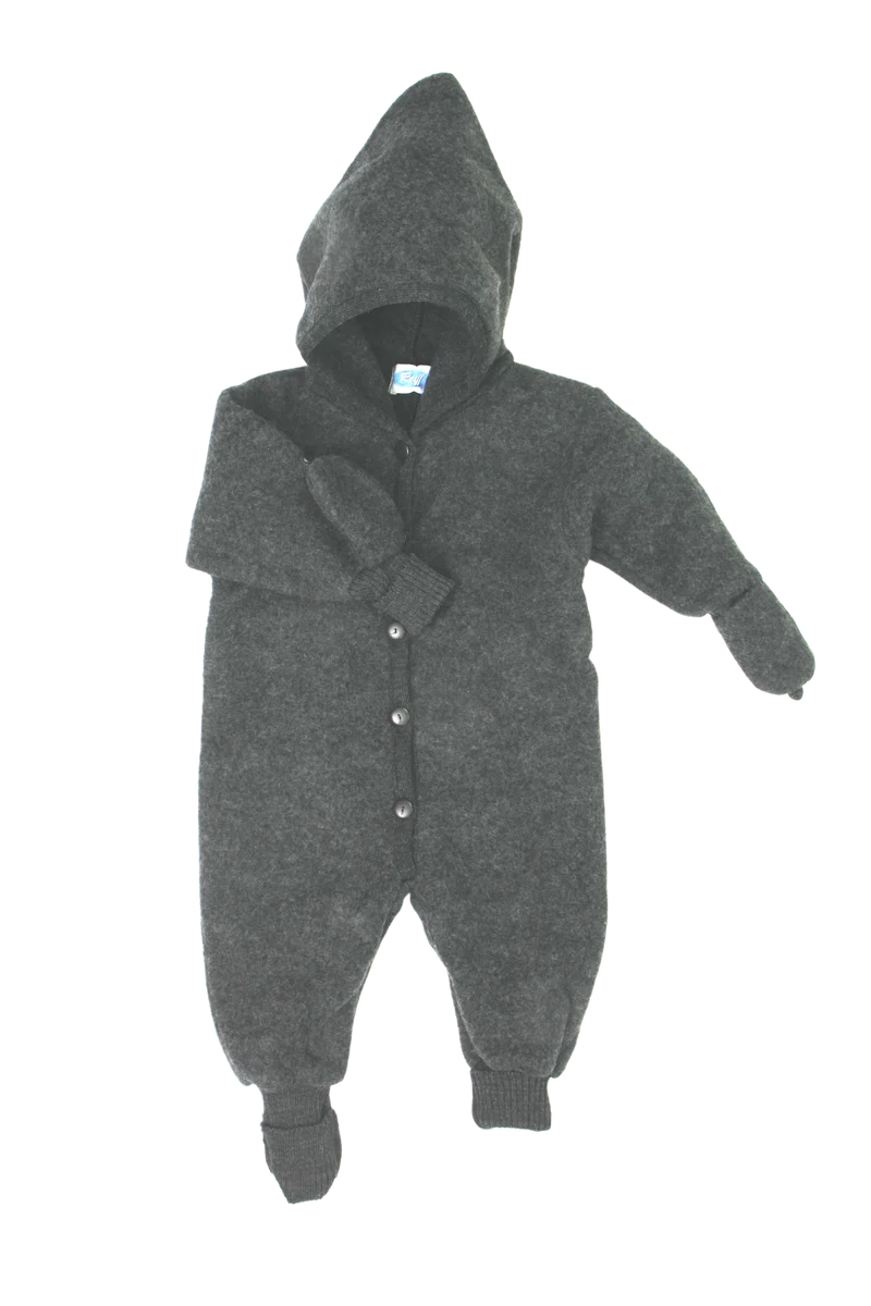 Baby Fleece‑Overall 100% Merinoschurwolle Reiff – mit Klappbündchen & Handschuhen