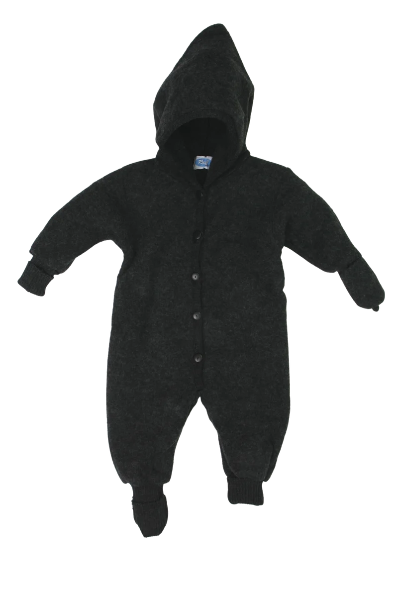 Baby Fleece‑Overall 100% Merinoschurwolle Reiff – mit Klappbündchen & Handschuhen