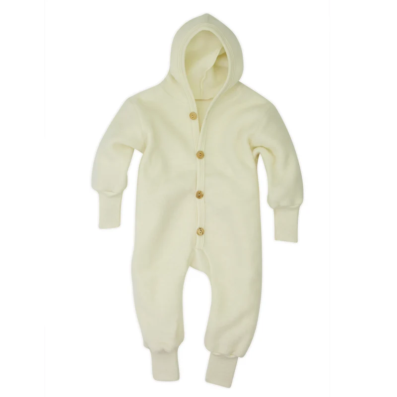 98/104 Baby-Overall 100% Schurwolle Cosilana Natur Bündchen