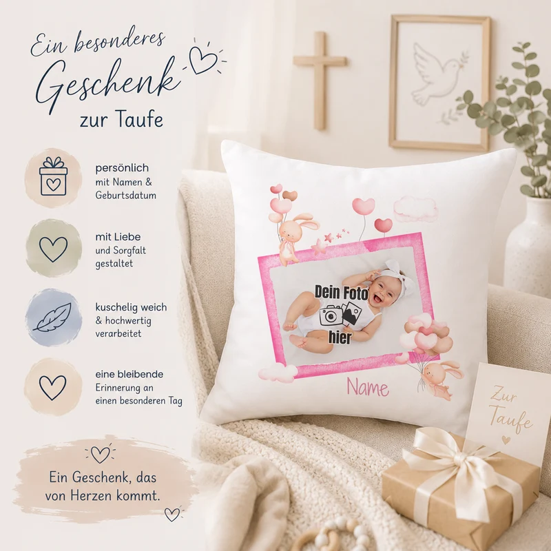 Kissen Babyfoto - Ein Lächeln für dein Zuhause