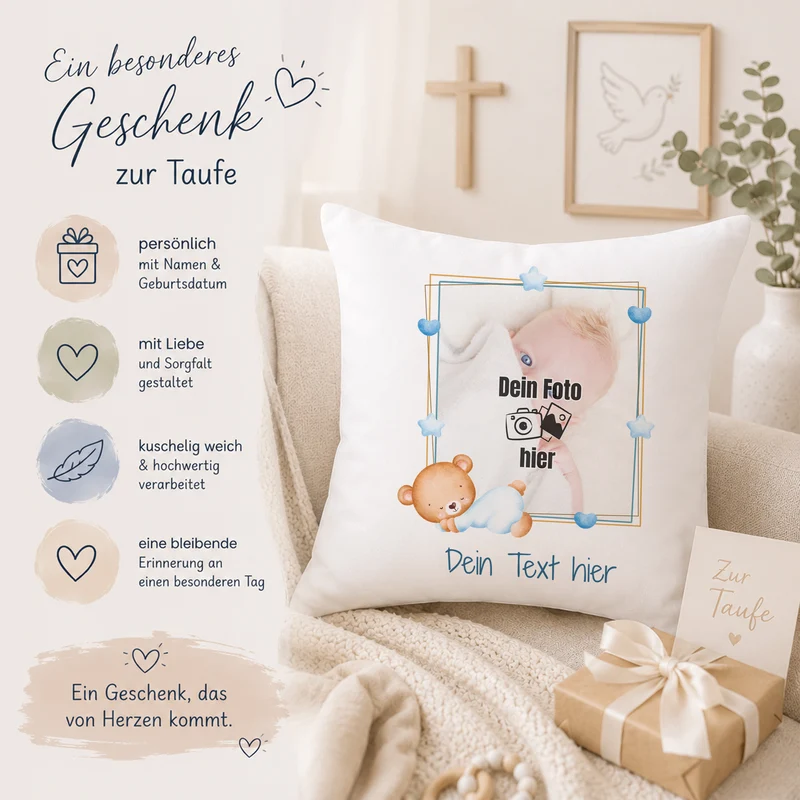Kissen mit Foto und Text - Dein besonderer Moment