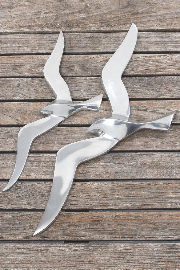 Wand-Deko Möwe Aluminium groß