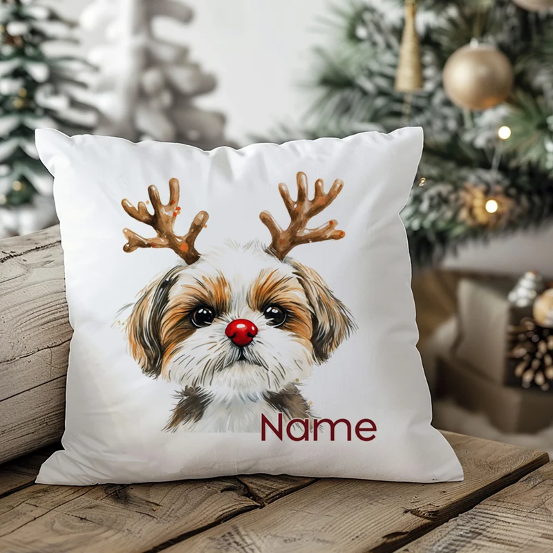 Kissenbezug Weihnachten Hund mit Geweih