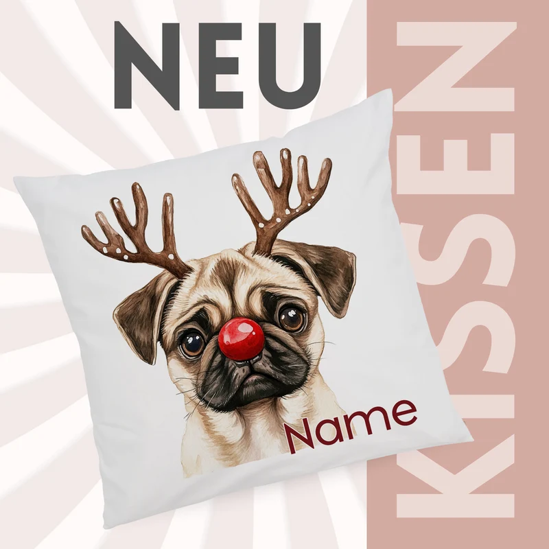 Kissenbezug Weihnachten Mops