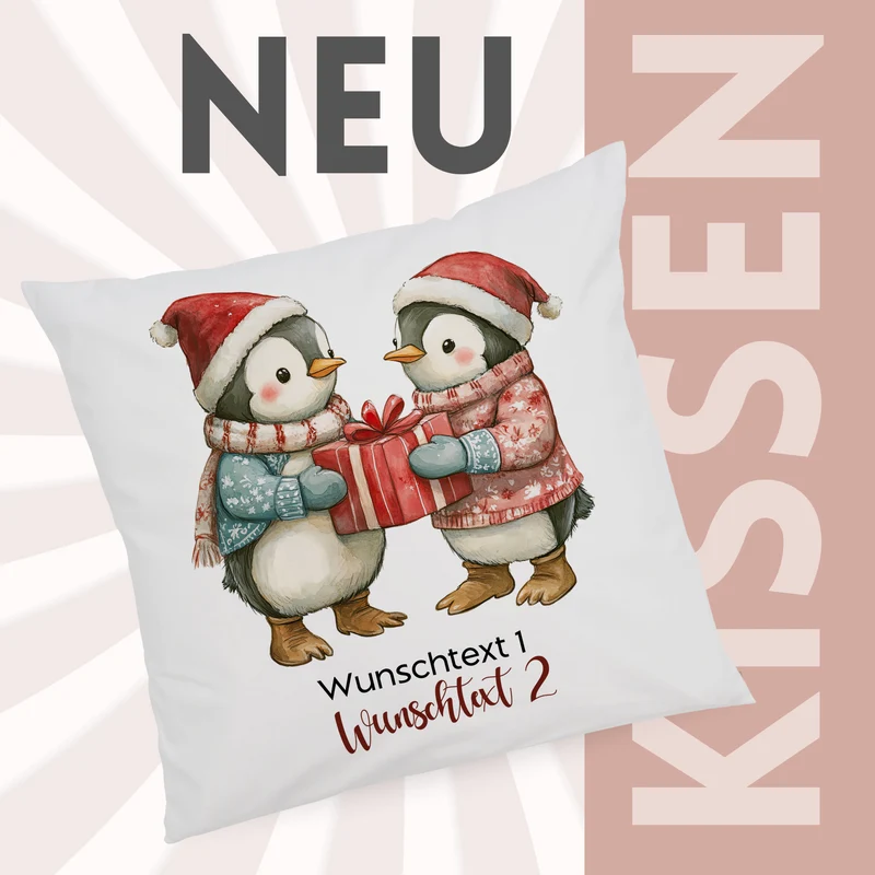Kissenbezug Pinguine - Freude Teilen