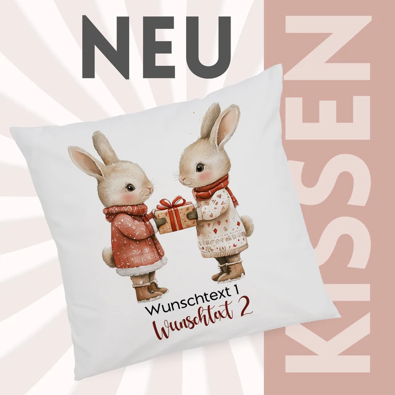 Kissenbezug mit niedlichen Hasen - Für herzliche Momente