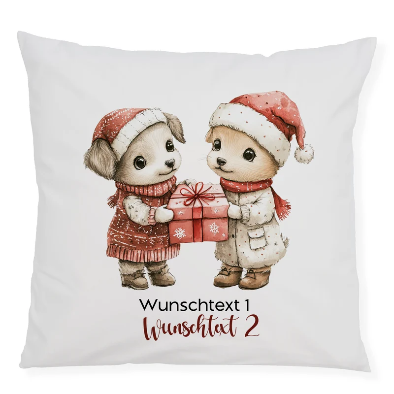 Kissenbezug Hunde Weihnachten - Freude teilen in der Weihnachtszeit