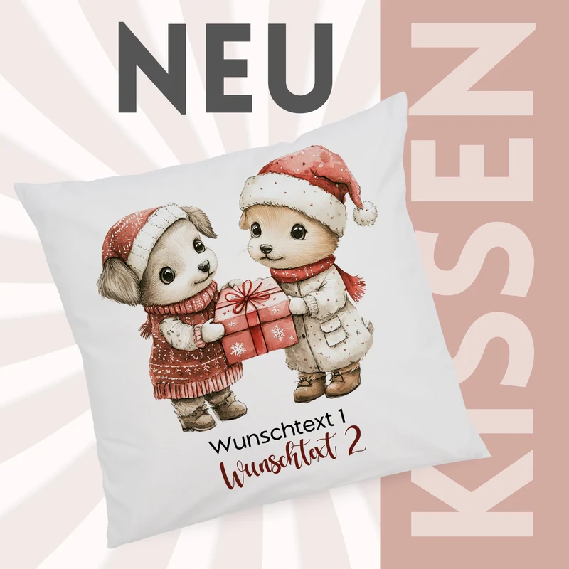 Kissenbezug Hunde Weihnachten - Freude teilen in der Weihnachtszeit