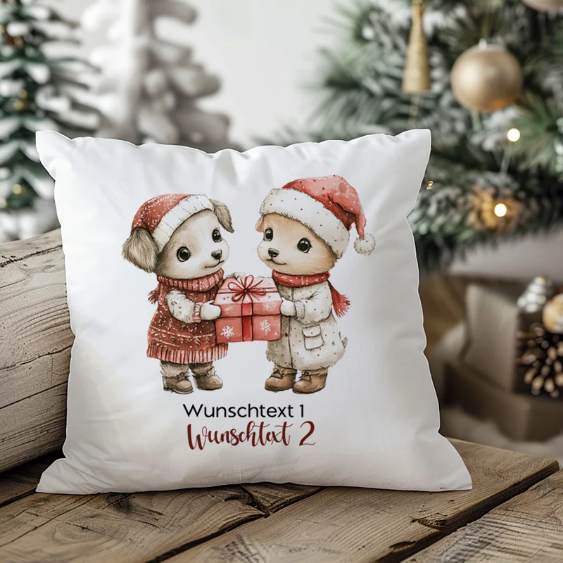 Kissenbezug Hunde Weihnachten - Freude teilen in der Weihnachtszeit