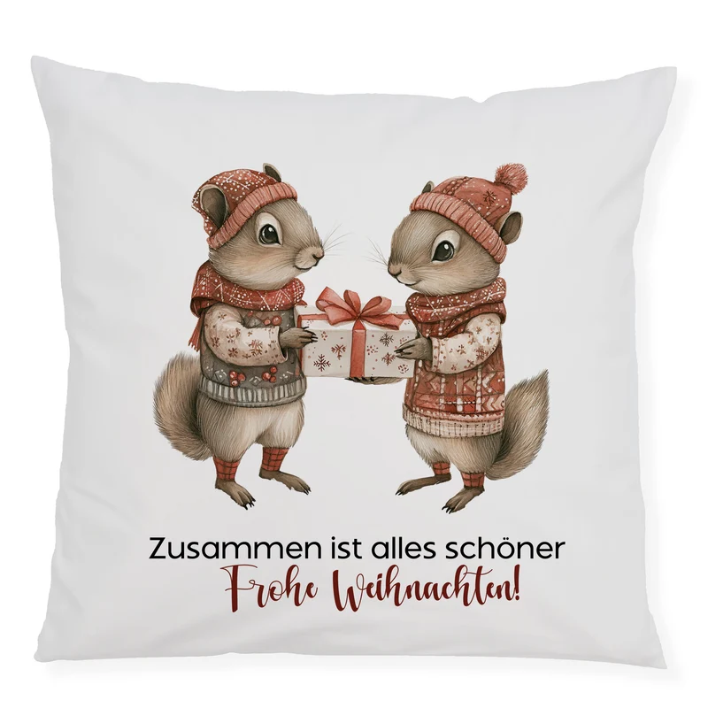 Kissenbezug mit Eichhörnchen - Gemeinsam Freude teilen