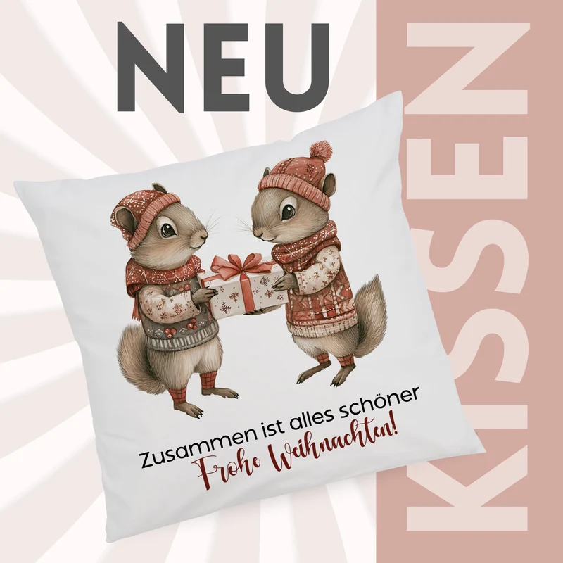 Kissenbezug mit Eichhörnchen - Gemeinsam Freude teilen
