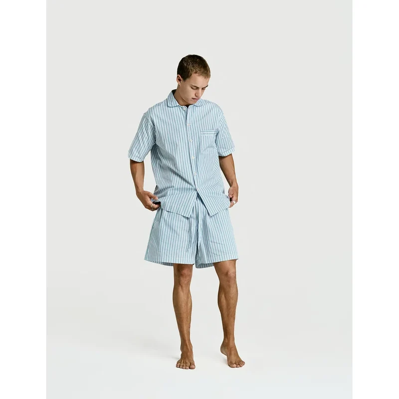 Short Sleeve & Short Set — Green Stripe