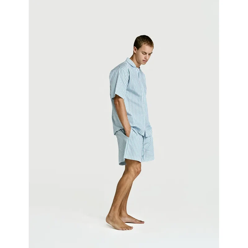 Short Sleeve & Short Set — Green Stripe