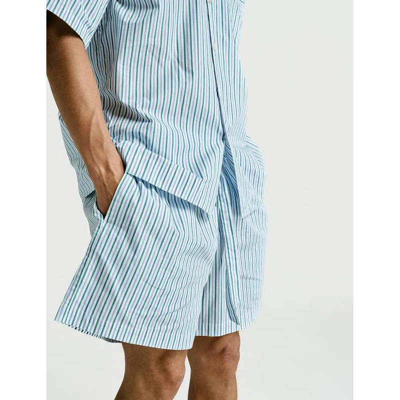 Short Sleeve & Short Set — Green Stripe