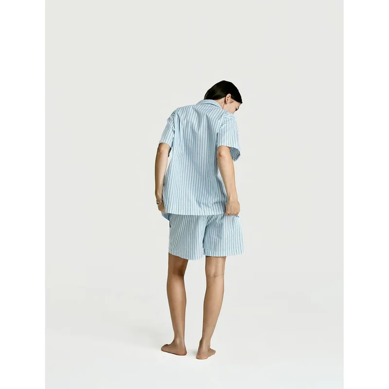 Short Sleeve & Short Set — Green Stripe