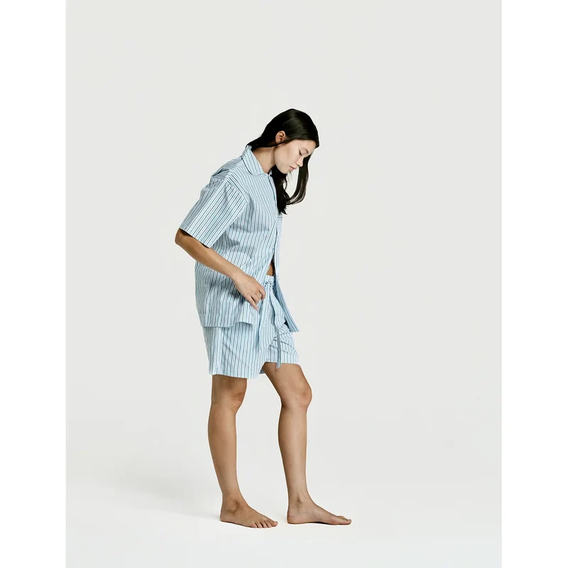 Short Sleeve & Short Set — Green Stripe
