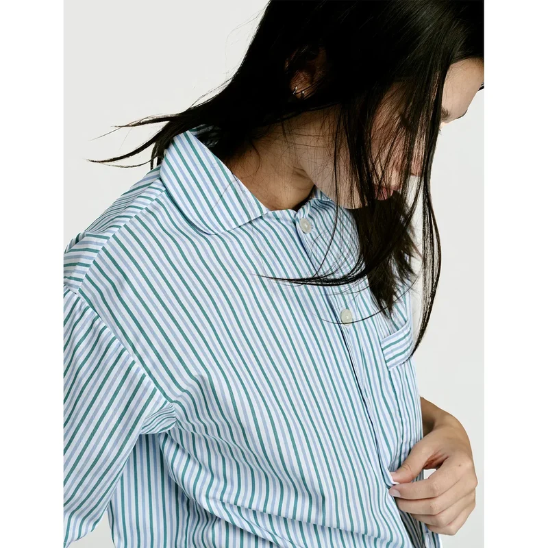 Short Sleeve & Short Set — Green Stripe