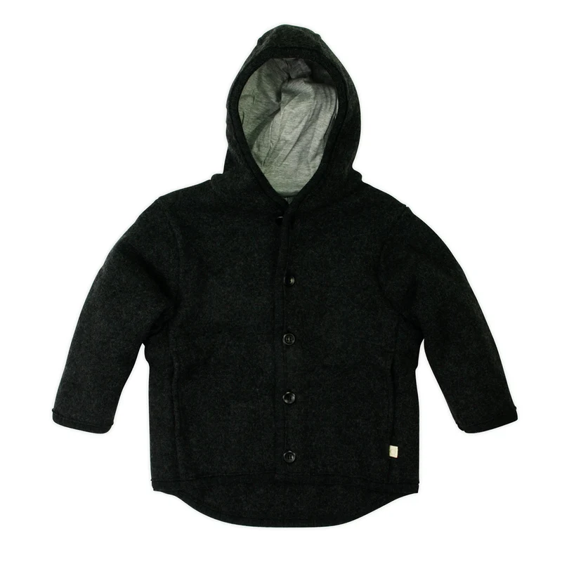62/68 Baby Walk‑Jacke Schurwolle Anthrazit Disana – mit Bio‑Baumwoll‑Futter