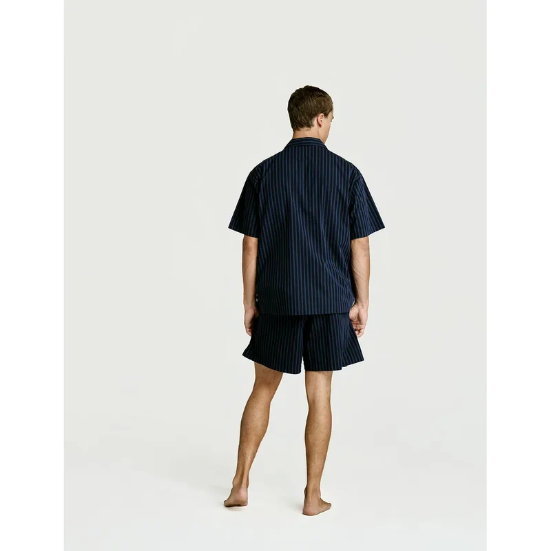 Short Sleeve & Short Set — Navy Stripe