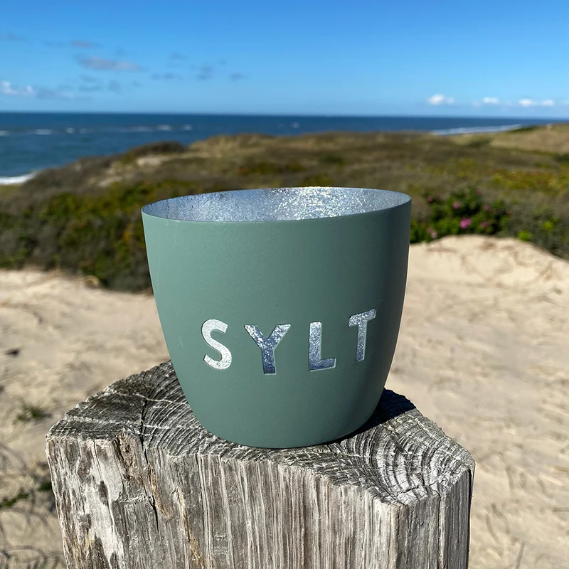 Windlicht im exklusiven Sylt Design Grün Mittel