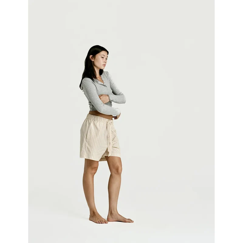 Sleep Short — Latte Stripe