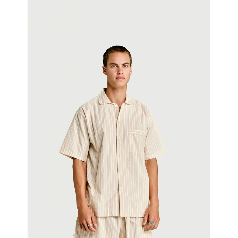 Short Sleeve Shirt — Latte Stripe