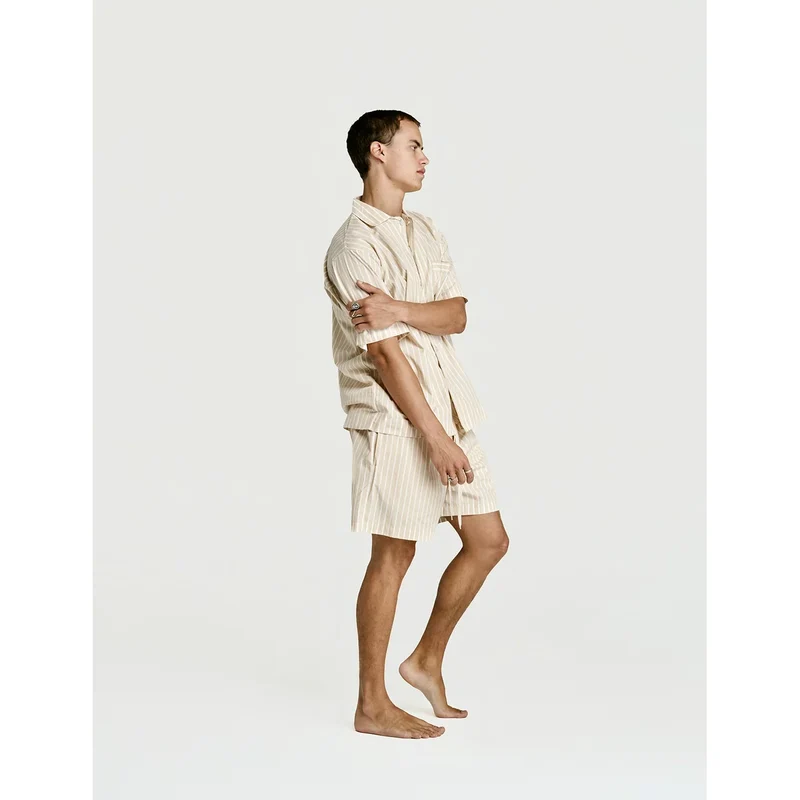 Short Sleeve Shirt — Latte Stripe