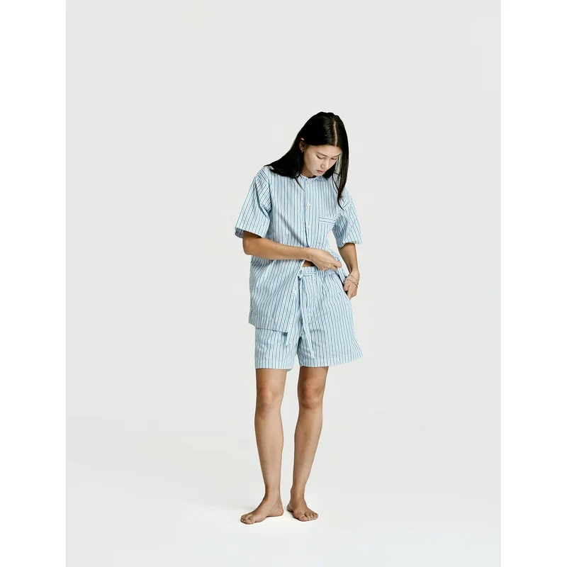 Short Sleeve Shirt — Green Stripe