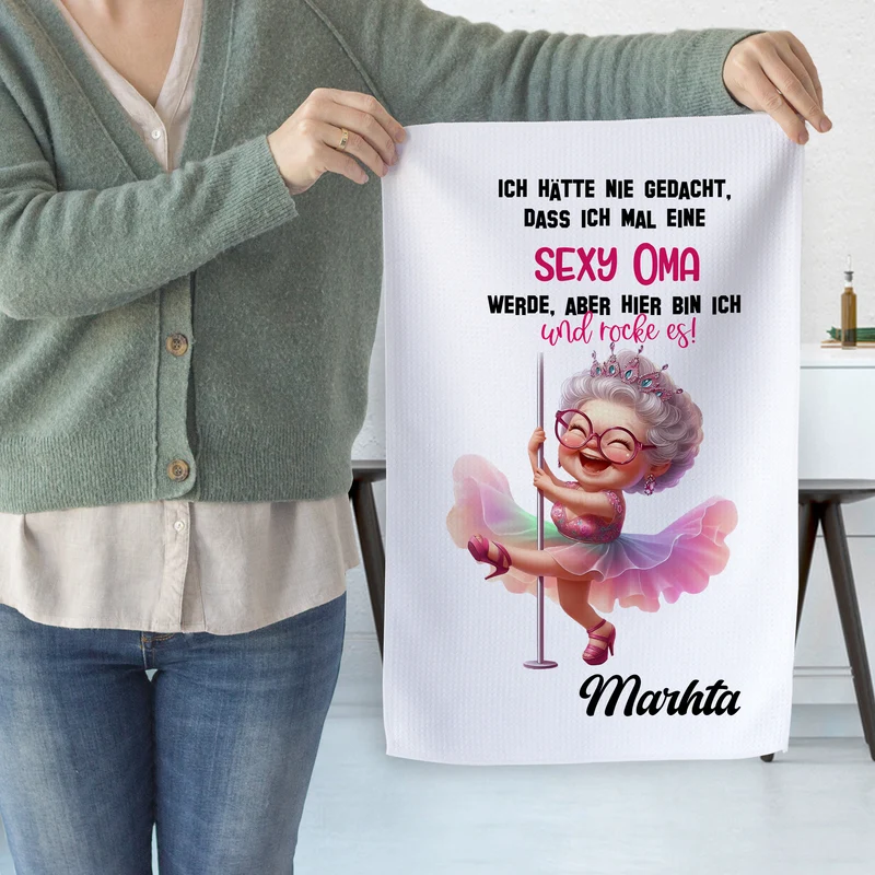 Geschirrtuch Sexy Oma - Für einen humorvollen Alltag