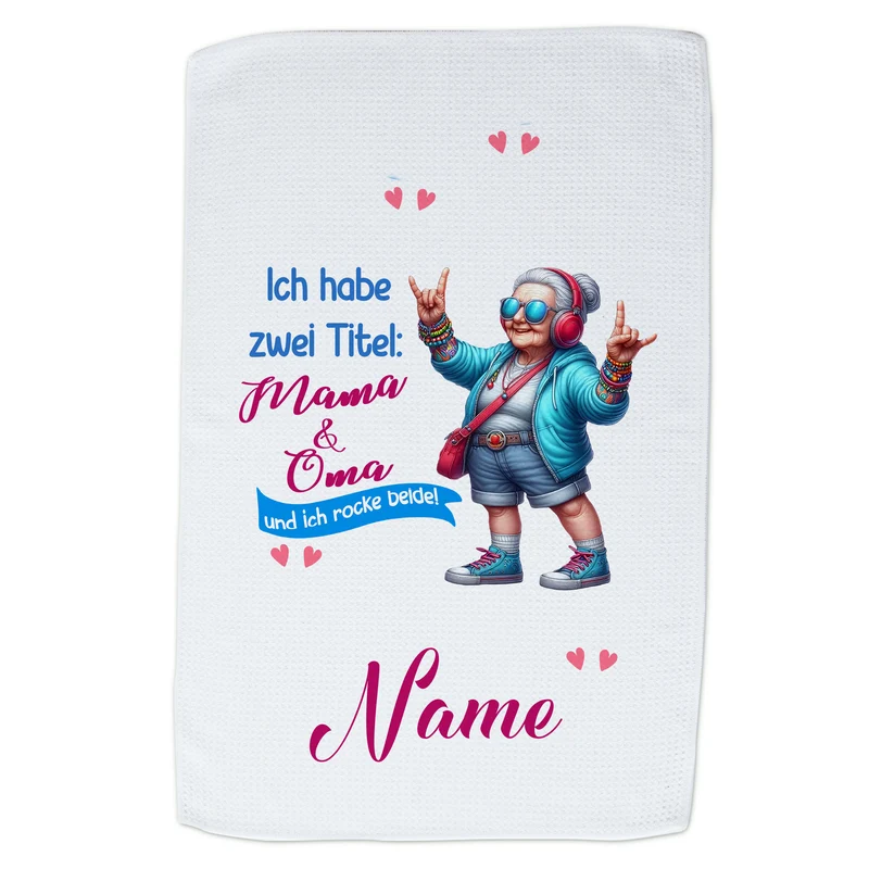 Geschirrtuch Oma & Mama - Für die rockige Küchenheldin