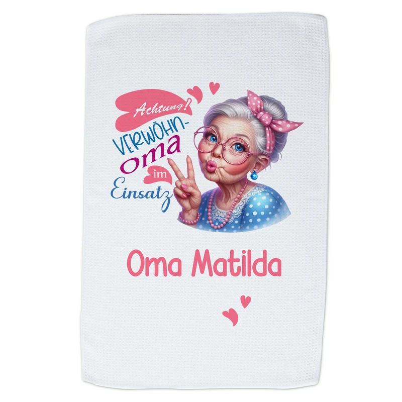 Geschirrtuch mit Oma Motiv - Für ein Lächeln in deiner Küche